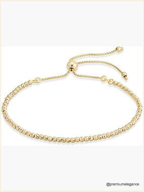 925 Sterling Silver Adjustable Bead Bolo Bracelet Women Italy